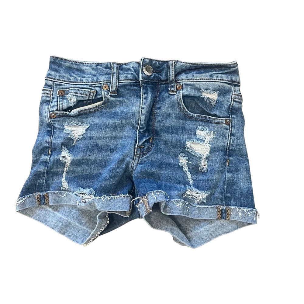 Soft stretch high-rise denim shorts